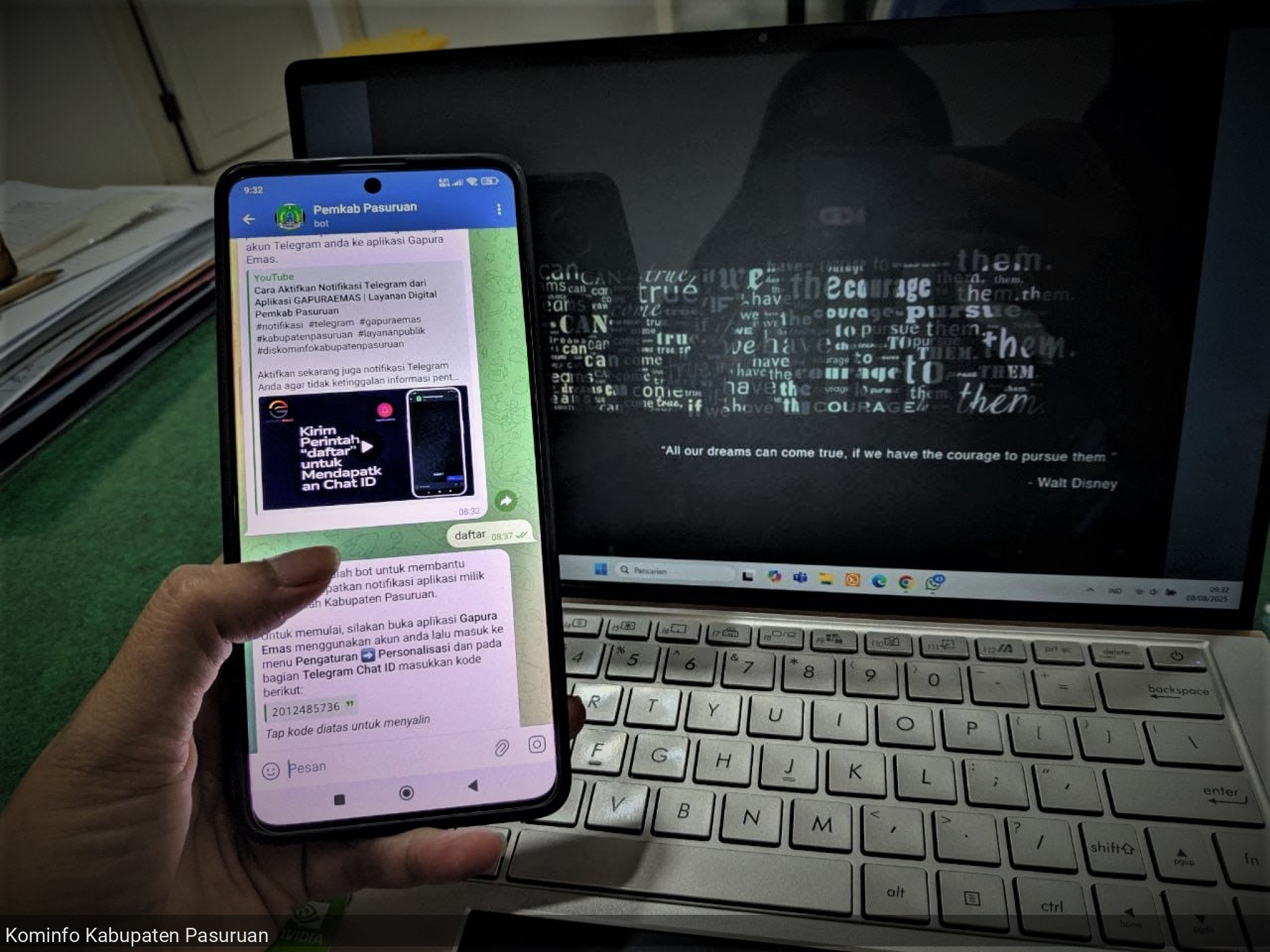 Notifikasi GAPURAEMAS pindah dari WhatsApp ke Telegeram
